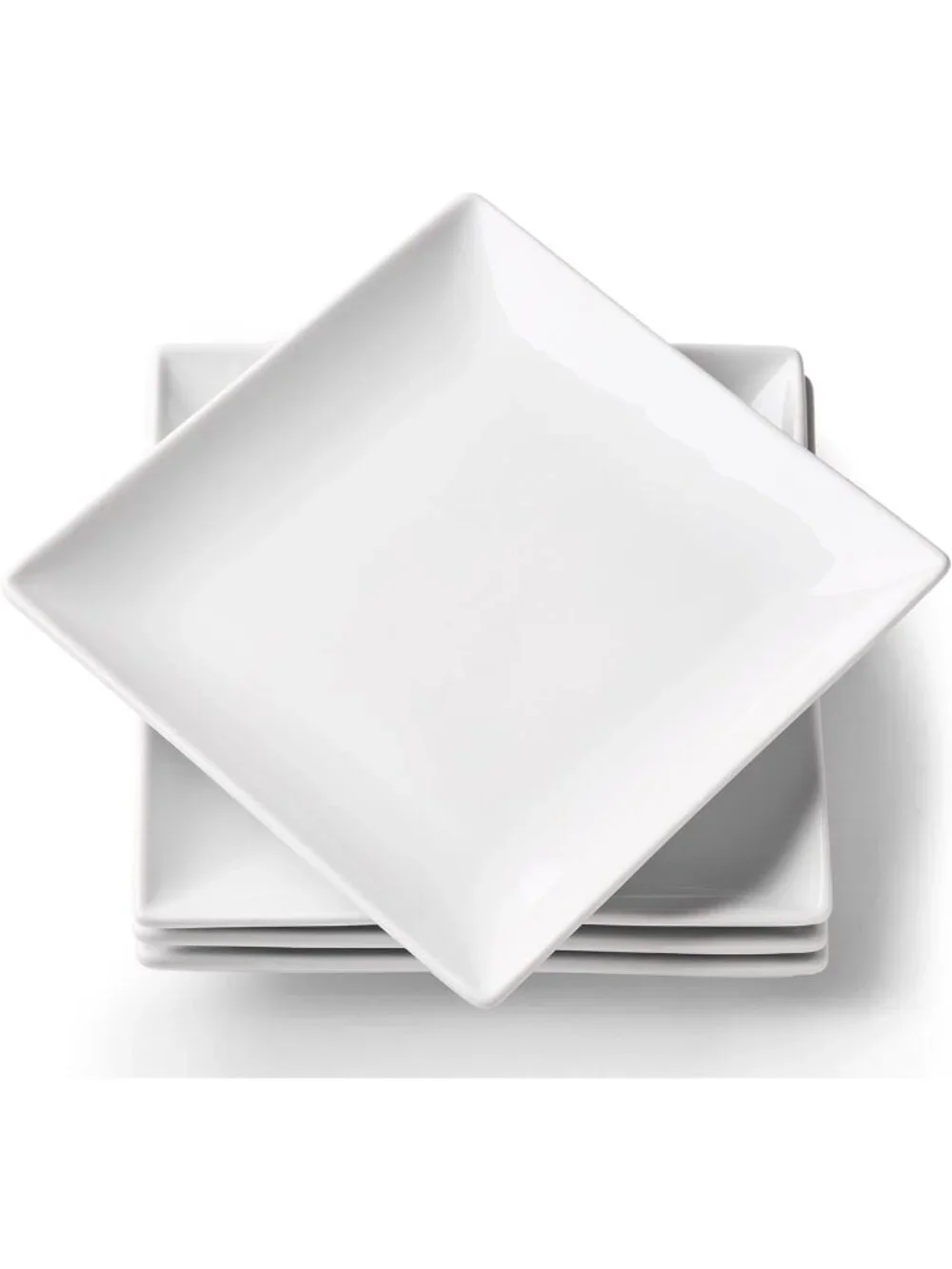 Set of 4 White Square Porcelain Appetizer Plates | 8